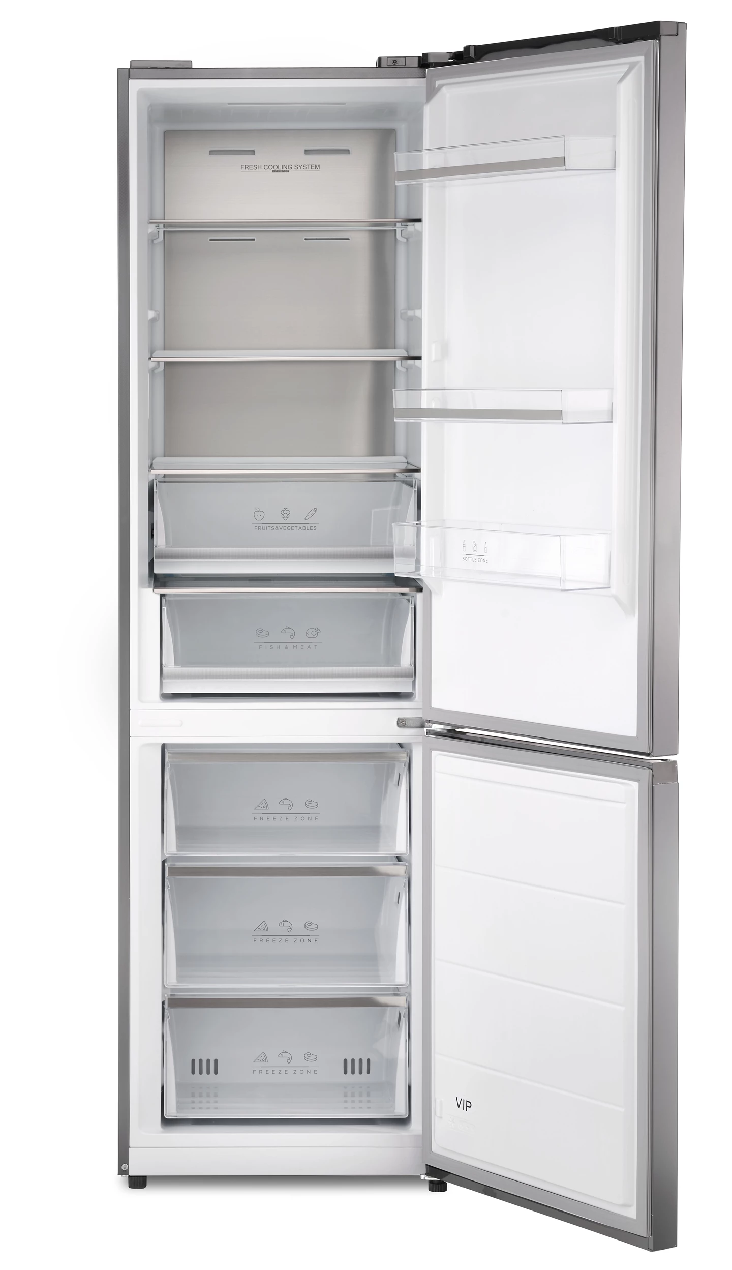 Réfrigérateur combiné 378 L, Inox