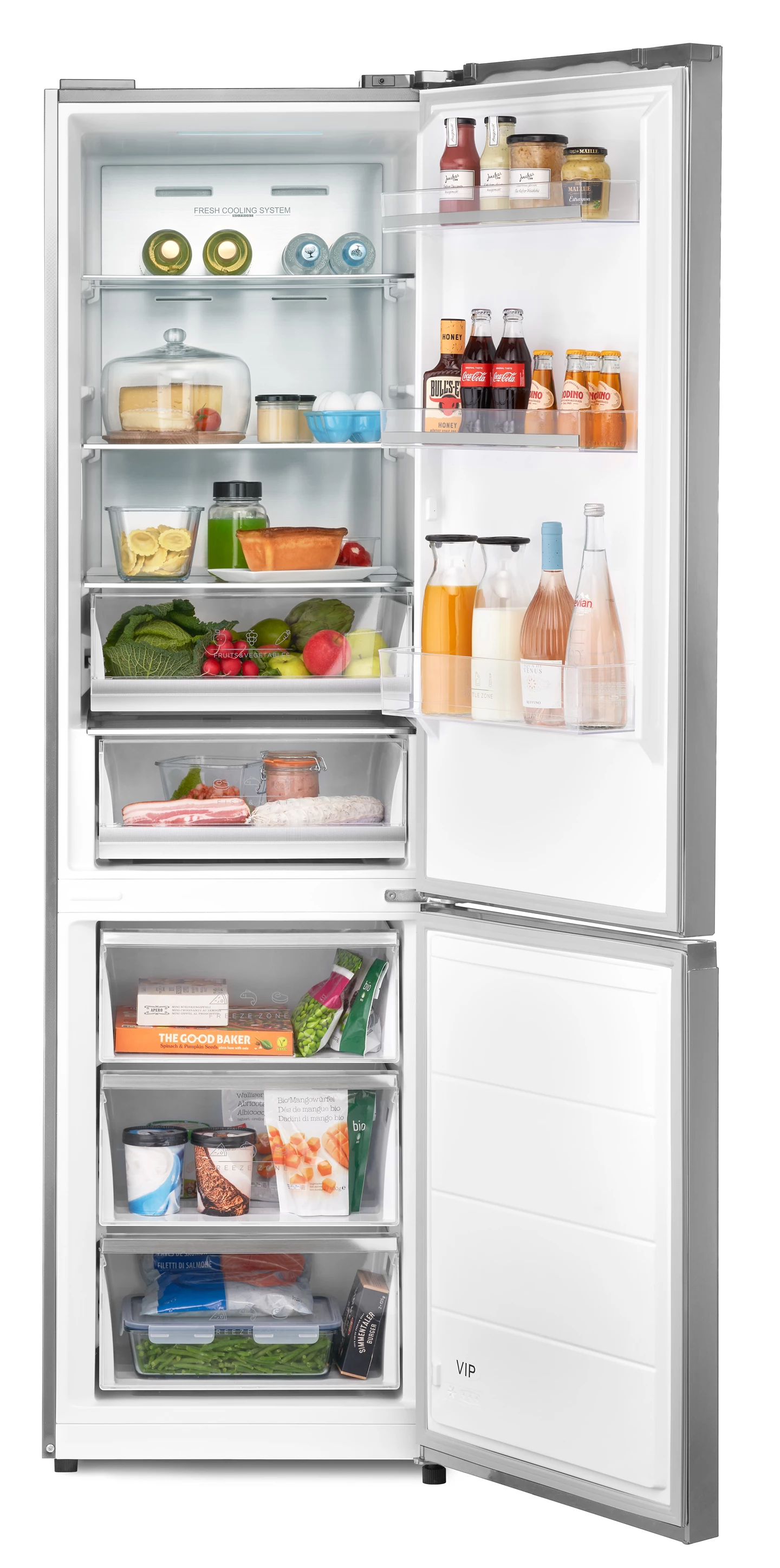 Réfrigérateur combiné 378 L, Inox