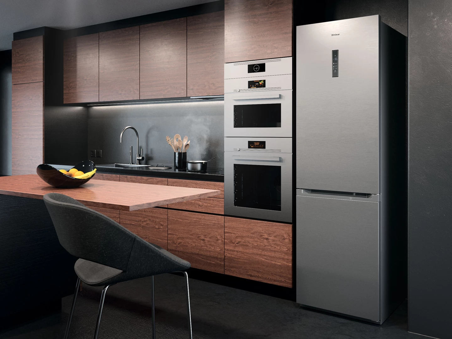 Réfrigérateur combiné 378 L, Inox