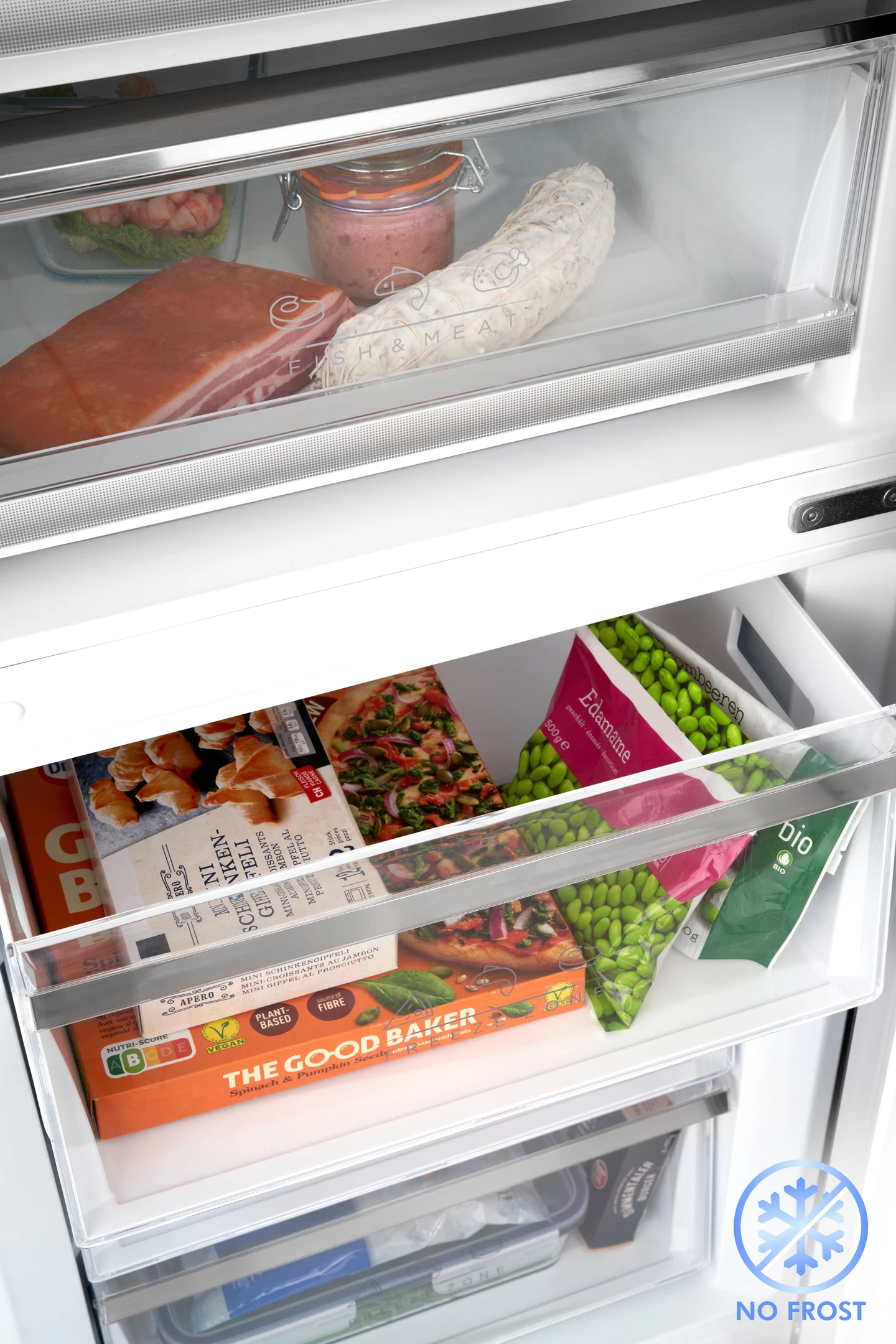 Réfrigérateur combiné 378 L, Inox