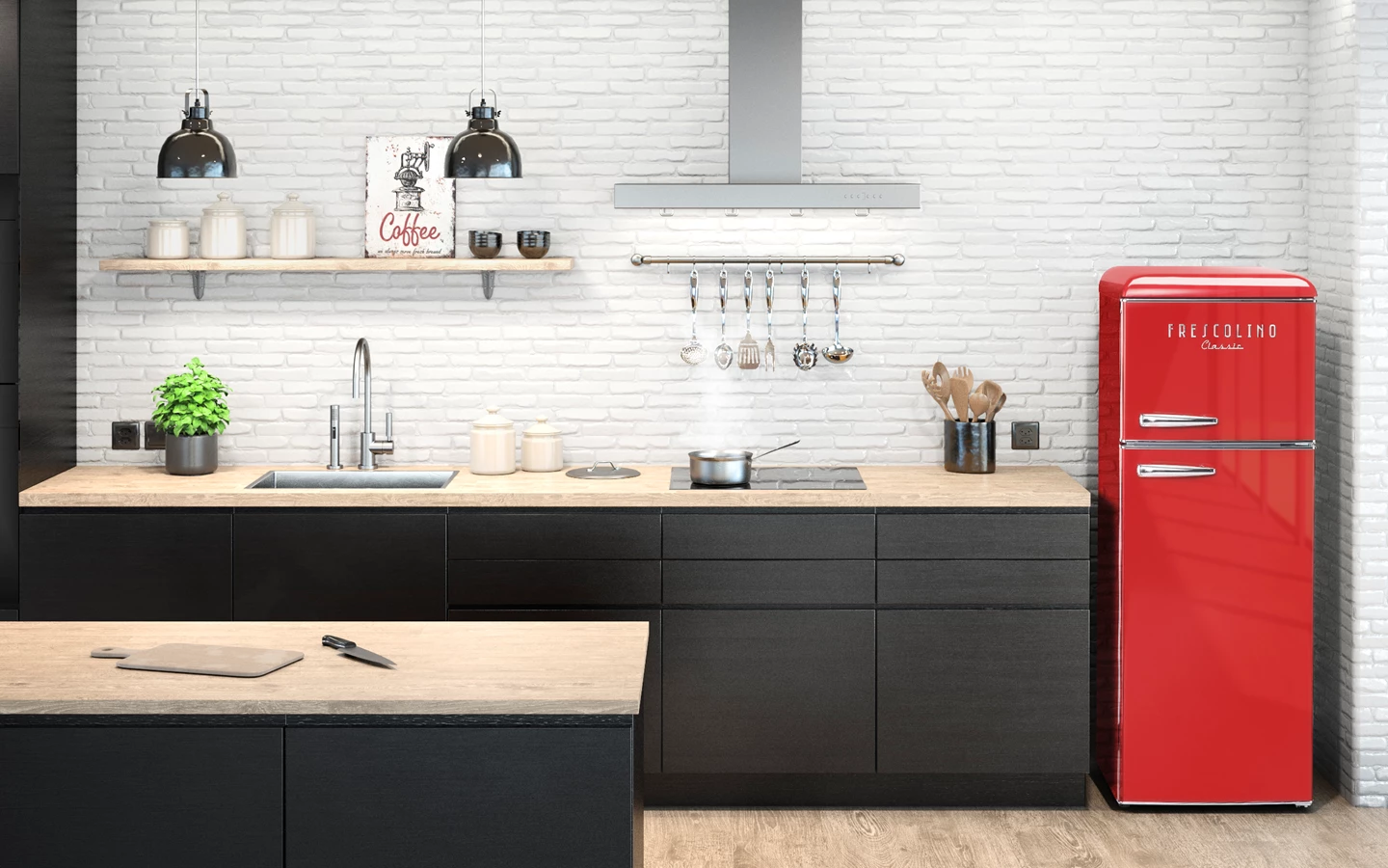Réfrigérateur Frescolino Classic 215 L rouge