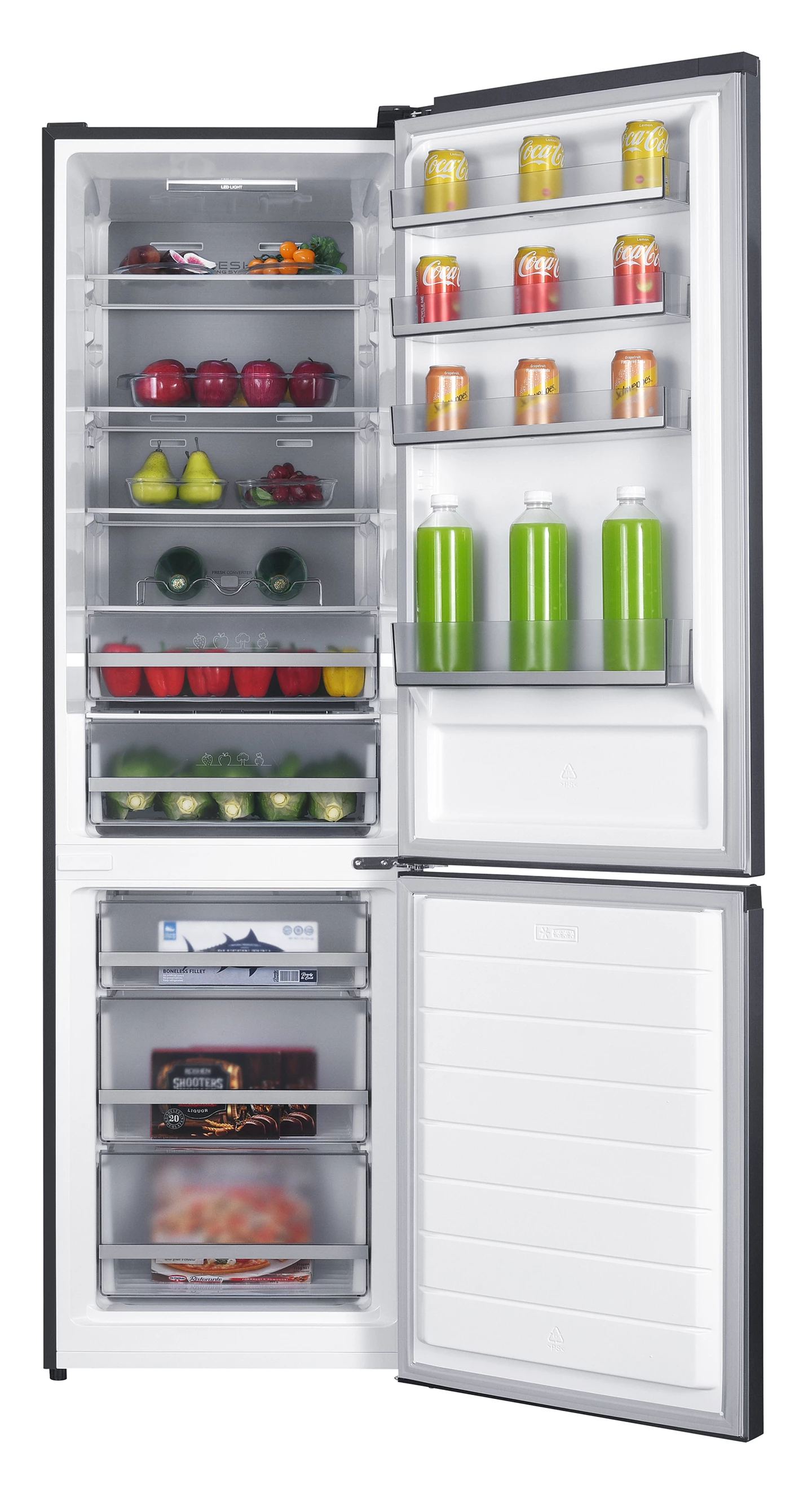 Kombi Kühlschrank 377 L, Edelstahl