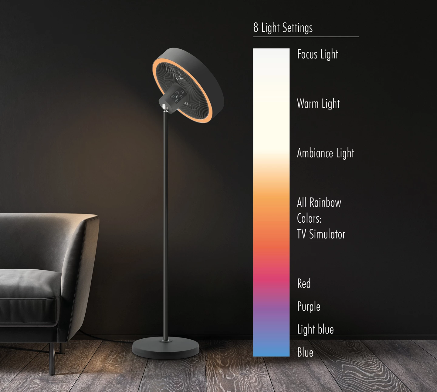 Ventilatore in piedi con luce Ambiance