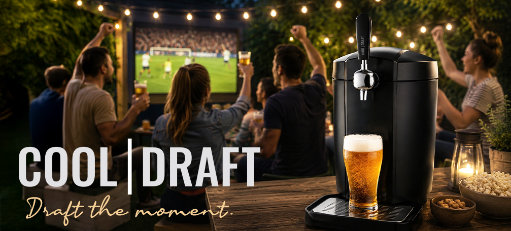 Trisa Electronics beer cooler at a summer garden watch party with friends